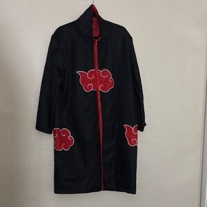 Black Akatsuki Cloud Cosplay Cloak with Red Zipper
